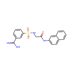 N=C(N)c1cccc(S(=O)(=O)NCC(=O)Nc2ccc3ccccc3c2)c1 ZINC000095565808