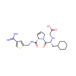 N=C(N)c1csc(CNC(=O)[C@@H]2C=CCN2C(=O)[C@@H](CC2CCCCC2)NCC(=O)O)c1 ZINC000036107703