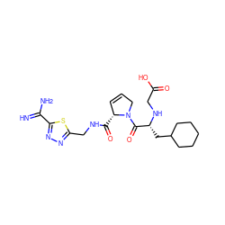 N=C(N)c1nnc(CNC(=O)[C@@H]2C=CCN2C(=O)[C@@H](CC2CCCCC2)NCC(=O)O)s1 ZINC000036107693