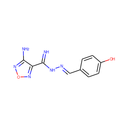 N=C(N/N=C/c1ccc(O)cc1)c1nonc1N ZINC000003637735