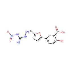 N=C(N/N=C\c1ccc(-c2ccc(O)c(C(=O)O)c2)o1)N[N+](=O)[O-] ZINC000004469326