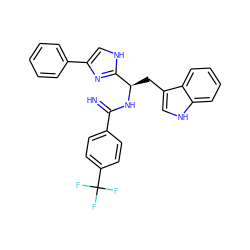 N=C(N[C@H](Cc1c[nH]c2ccccc12)c1nc(-c2ccccc2)c[nH]1)c1ccc(C(F)(F)F)cc1 ZINC000028021169