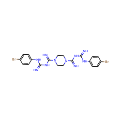 N=C(NC(=N)N1CCN(C(=N)NC(=N)Nc2ccc(Br)cc2)CC1)Nc1ccc(Br)cc1 ZINC000095696752