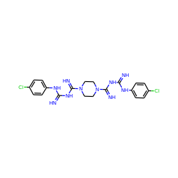 N=C(NC(=N)N1CCN(C(=N)NC(=N)Nc2ccc(Cl)cc2)CC1)Nc1ccc(Cl)cc1 ZINC000030691566