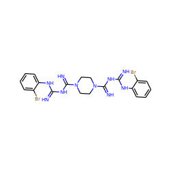 N=C(NC(=N)N1CCN(C(=N)NC(=N)Nc2ccccc2Br)CC1)Nc1ccccc1Br ZINC001772652907