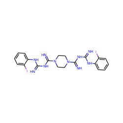 N=C(NC(=N)N1CCN(C(=N)NC(=N)Nc2ccccc2I)CC1)Nc1ccccc1I ZINC001772599105