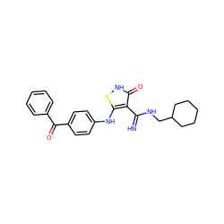 N=C(NCC1CCCCC1)c1c(Nc2ccc(C(=O)c3ccccc3)cc2)s[nH]c1=O ZINC000101101203