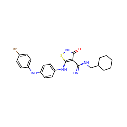 N=C(NCC1CCCCC1)c1c(Nc2ccc(Nc3ccc(Br)cc3)cc2)s[nH]c1=O ZINC000101101187