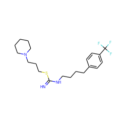 N=C(NCCCCc1ccc(C(F)(F)F)cc1)SCCCN1CCCCC1 ZINC000096939841