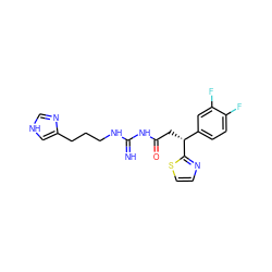 N=C(NCCCc1c[nH]cn1)NC(=O)C[C@H](c1ccc(F)c(F)c1)c1nccs1 ZINC000040901337