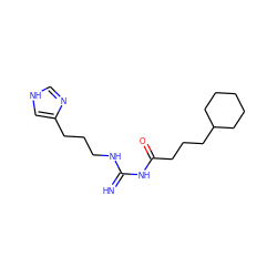 N=C(NCCCc1c[nH]cn1)NC(=O)CCCC1CCCCC1 ZINC000045496222