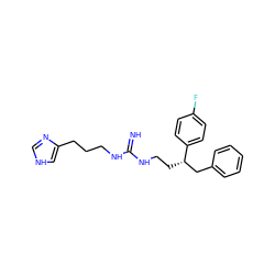 N=C(NCCCc1c[nH]cn1)NCC[C@@H](Cc1ccccc1)c1ccc(F)cc1 ZINC000013816583