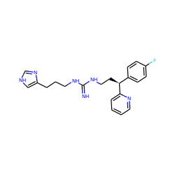 N=C(NCCCc1c[nH]cn1)NCC[C@@H](c1ccc(F)cc1)c1ccccn1 ZINC000014951255