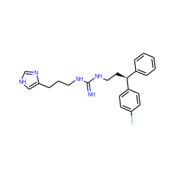 N=C(NCCCc1c[nH]cn1)NCC[C@@H](c1ccccc1)c1ccc(F)cc1 ZINC000013726801