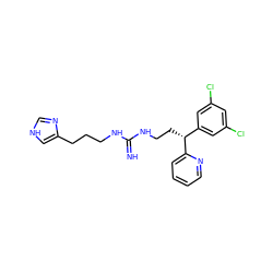 N=C(NCCCc1c[nH]cn1)NCC[C@H](c1cc(Cl)cc(Cl)c1)c1ccccn1 ZINC000013816136