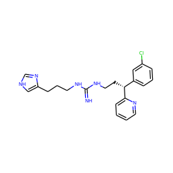 N=C(NCCCc1c[nH]cn1)NCC[C@H](c1cccc(Cl)c1)c1ccccn1 ZINC000013816116