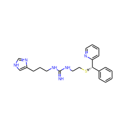 N=C(NCCCc1c[nH]cn1)NCCS[C@@H](c1ccccc1)c1ccccn1 ZINC000029571512