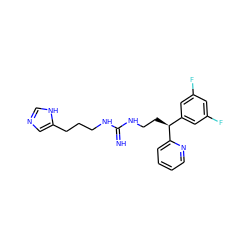 N=C(NCCCc1cnc[nH]1)NCC[C@@H](c1cc(F)cc(F)c1)c1ccccn1 ZINC000001551192