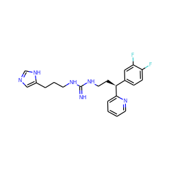 N=C(NCCCc1cnc[nH]1)NCC[C@@H](c1ccc(F)c(F)c1)c1ccccn1 ZINC000001551191