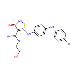 N=C(NCCO)c1c(Nc2ccc(Nc3ccc(Br)cc3)cc2)s[nH]c1=O ZINC000101101157