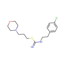 N=C(NCCc1ccc(Cl)cc1)SCCCN1CCOCC1 ZINC000096939832