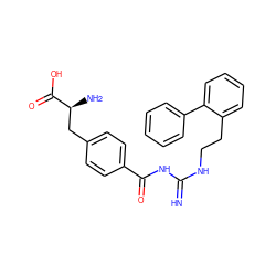 N=C(NCCc1ccccc1-c1ccccc1)NC(=O)c1ccc(C[C@H](N)C(=O)O)cc1 ZINC000653852799