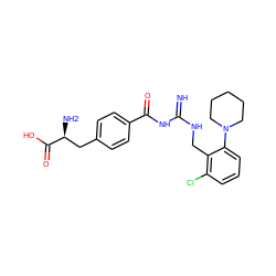 N=C(NCc1c(Cl)cccc1N1CCCCC1)NC(=O)c1ccc(C[C@H](N)C(=O)O)cc1 ZINC000653849089