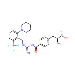 N=C(NCc1c(N2CCCCC2)cccc1C(F)(F)F)NC(=O)c1ccc(C[C@H](N)C(=O)O)cc1 ZINC000653849869