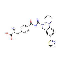 N=C(NCc1cc(-c2nccs2)ccc1N1CCCCC1)NC(=O)c1ccc(C[C@H](N)C(=O)O)cc1 ZINC000653841653