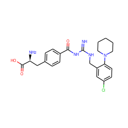 N=C(NCc1cc(Cl)ccc1N1CCCCC1)NC(=O)c1ccc(C[C@H](N)C(=O)O)cc1 ZINC000653846191