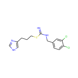 N=C(NCc1ccc(Cl)c(Cl)c1)SCCCc1c[nH]cn1 ZINC000042922112