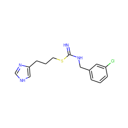 N=C(NCc1cccc(Cl)c1)SCCCc1c[nH]cn1 ZINC000042921757