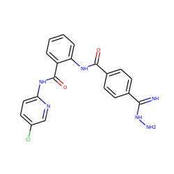 N=C(NN)c1ccc(C(=O)Nc2ccccc2C(=O)Nc2ccc(Cl)cn2)cc1 ZINC000040893338