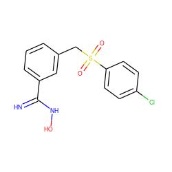 N=C(NO)c1cccc(CS(=O)(=O)c2ccc(Cl)cc2)c1 ZINC000005992377