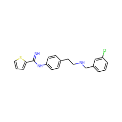 N=C(Nc1ccc(CCNCc2cccc(Cl)c2)cc1)c1cccs1 ZINC000001895591