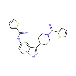 N=C(Nc1ccc2[nH]cc(C3CCN(C(=N)c4cccs4)CC3)c2c1)c1cccs1 ZINC000115284789