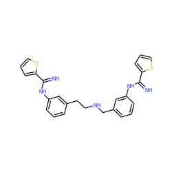 N=C(Nc1cccc(CCNCc2cccc(NC(=N)c3cccs3)c2)c1)c1cccs1 ZINC000098208985