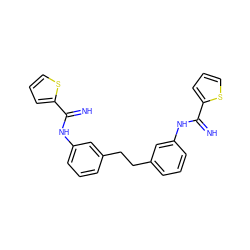 N=C(Nc1cccc(CCc2cccc(NC(=N)c3cccs3)c2)c1)c1cccs1 ZINC000098208009