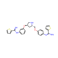 N=C(Nc1cccc(O[C@H]2CN[C@H](COc3ccc(/N=C(/N)c4cccs4)cc3)C2)c1)c1cccs1 ZINC000098209317