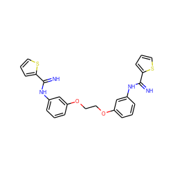 N=C(Nc1cccc(OCCOc2cccc(NC(=N)c3cccs3)c2)c1)c1cccs1 ZINC000098208982