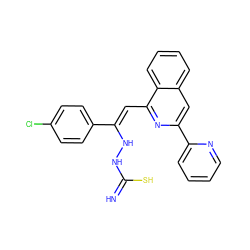 N=C(S)NN/C(=C\c1nc(-c2ccccn2)cc2ccccc12)c1ccc(Cl)cc1 ZINC000008748845