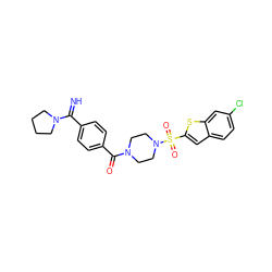 N=C(c1ccc(C(=O)N2CCN(S(=O)(=O)c3cc4ccc(Cl)cc4s3)CC2)cc1)N1CCCC1 ZINC000026179607