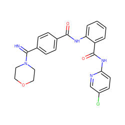 N=C(c1ccc(C(=O)Nc2ccccc2C(=O)Nc2ccc(Cl)cn2)cc1)N1CCOCC1 ZINC000040395336