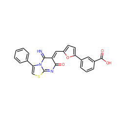 N=C1/C(=C/c2ccc(-c3cccc(C(=O)O)c3)o2)C(=O)N=C2SC=C(c3ccccc3)N12 ZINC000030721830