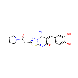 N=C1/C(=C/c2ccc(O)c(O)c2)C(=O)N=C2SC(CC(=O)N3CCCC3)=NN12 ZINC000005215476