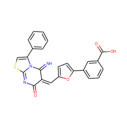 N=C1/C(=C\c2ccc(-c3cccc(C(=O)O)c3)o2)C(=O)N=C2SC=C(c3ccccc3)N12 ZINC000019996321