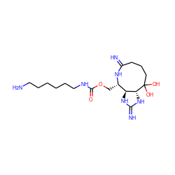 N=C1CCCC(O)(O)[C@@H]2NC(=N)N[C@H]2[C@H](COC(=O)NCCCCCCN)N1 ZINC001772657483