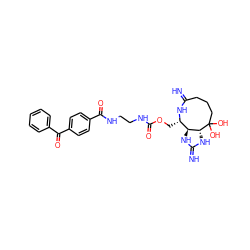 N=C1CCCC(O)(O)[C@@H]2NC(=N)N[C@H]2[C@H](COC(=O)NCCNC(=O)c2ccc(C(=O)c3ccccc3)cc2)N1 ZINC001772626081