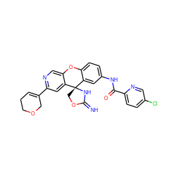 N=C1N[C@@]2(CO1)c1cc(NC(=O)c3ccc(Cl)cn3)ccc1Oc1cnc(C3=CCCOC3)cc12 ZINC000584905010