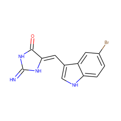 N=C1NC(=O)/C(=C/c2c[nH]c3ccc(Br)cc23)N1 ZINC000084690585